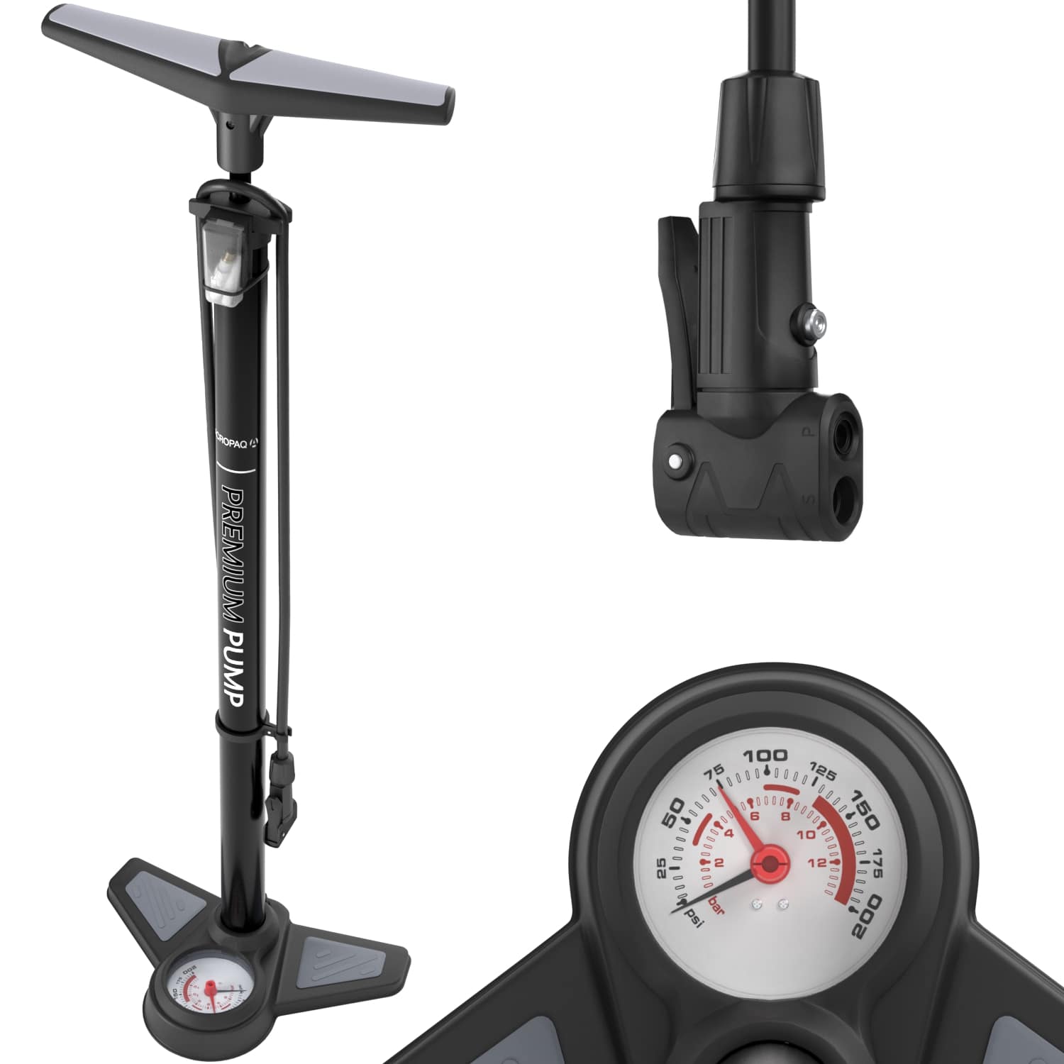 fahrradpumpe bar anzeige ACROPAQ Fahrradpumpe mit Manometer